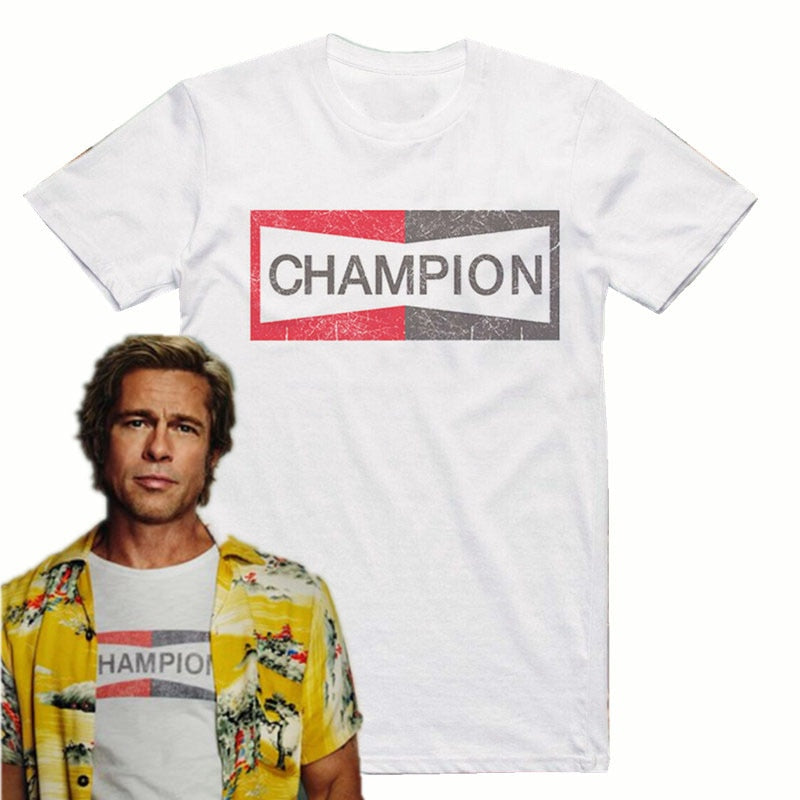 Once upon a time in Hollywood Brad Pitt Champion auto logo t shirt