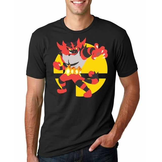 Men Funy tshirt Incineroar Short Sleeve O-Neck Tops Tee men t shirt