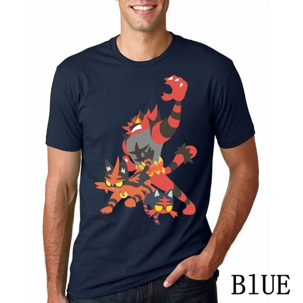 Men Funy tshirt Incineroar Short Sleeve O-Neck Tops Tee men t shirt