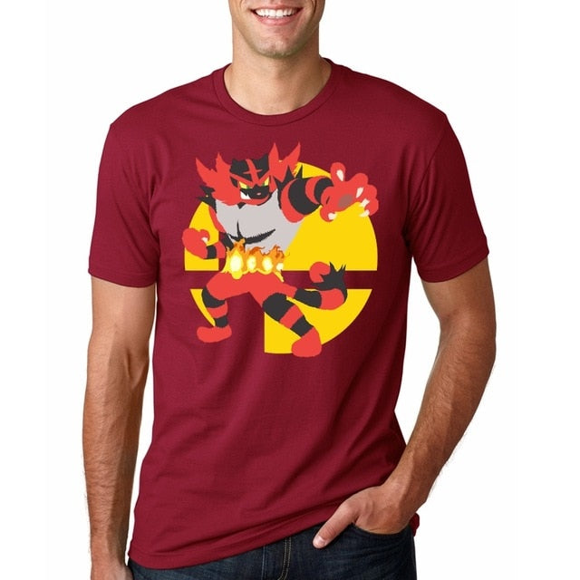 Men Funy tshirt Incineroar Short Sleeve O-Neck Tops Tee men t shirt