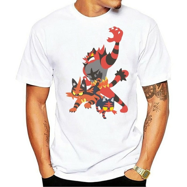 Men Funy tshirt Incineroar Short Sleeve O-Neck Tops Tee men t shirt